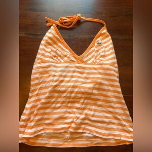 Vintage y2k 2000s Lacoste Orange and White Striped tie Halter top